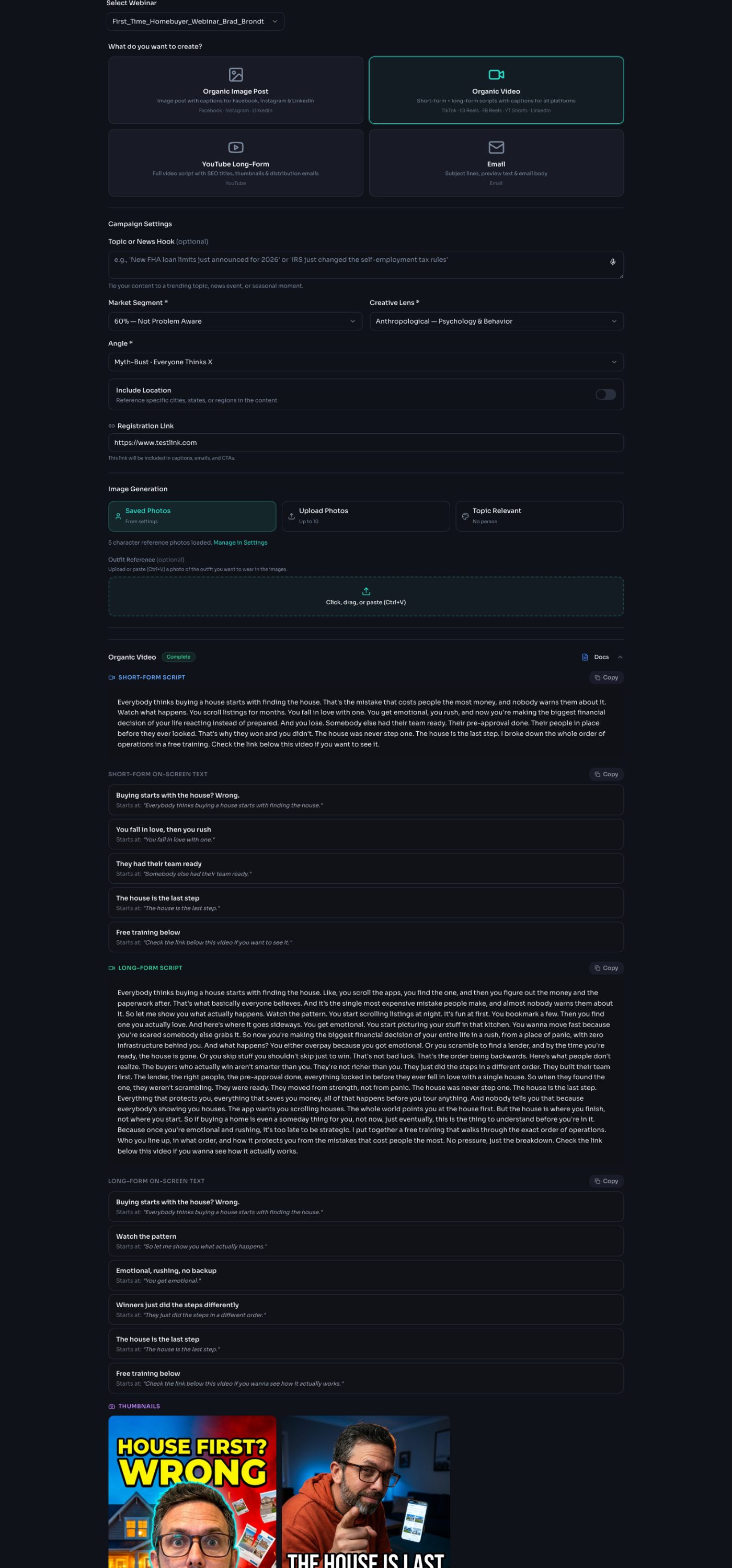Generated platform-specific social content